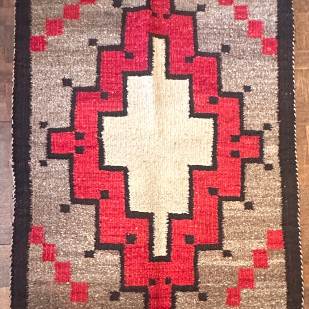 Handwoven Red and Cream Southwestern Accent Rug